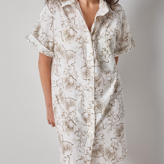 Poplin Dolman Shirt Dress Womens Dress Fern Print A1