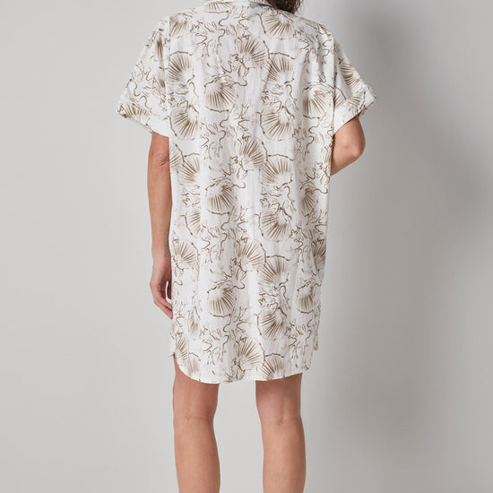 Poplin Dolman Shirt Dress Womens Dress Fern Print A2