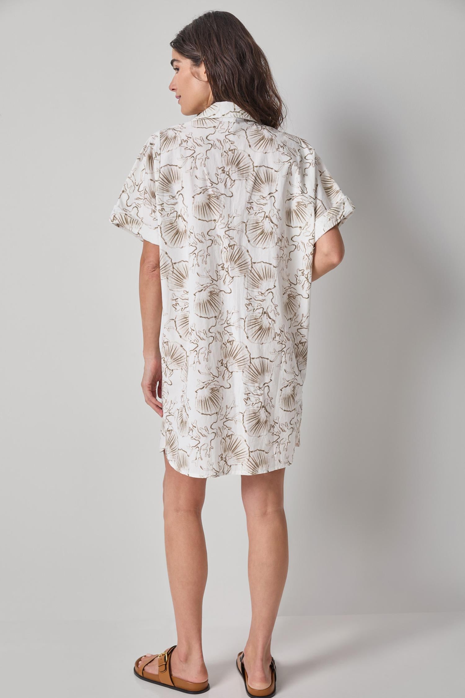 Poplin Dolman Shirt Dress Womens Dress Fern Print A2