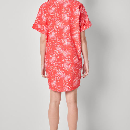 Poplin Dolman Shirt Dress Womens Dress Zinnia Print A2