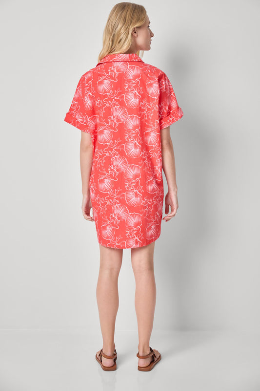Poplin Dolman Shirt Dress Womens Dress Zinnia Print A2