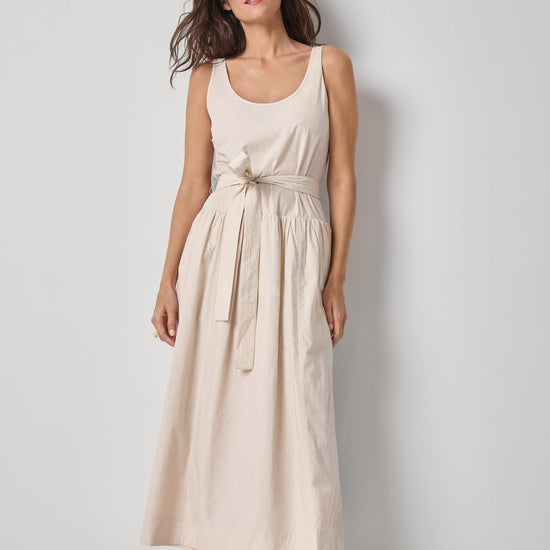 Poplin Maxi Yoke Dress Womens Dress Bamboo A1
