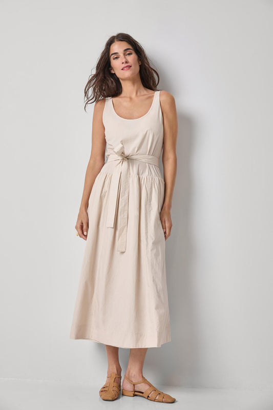 Poplin Maxi Yoke Dress in color Bamboo Image A1