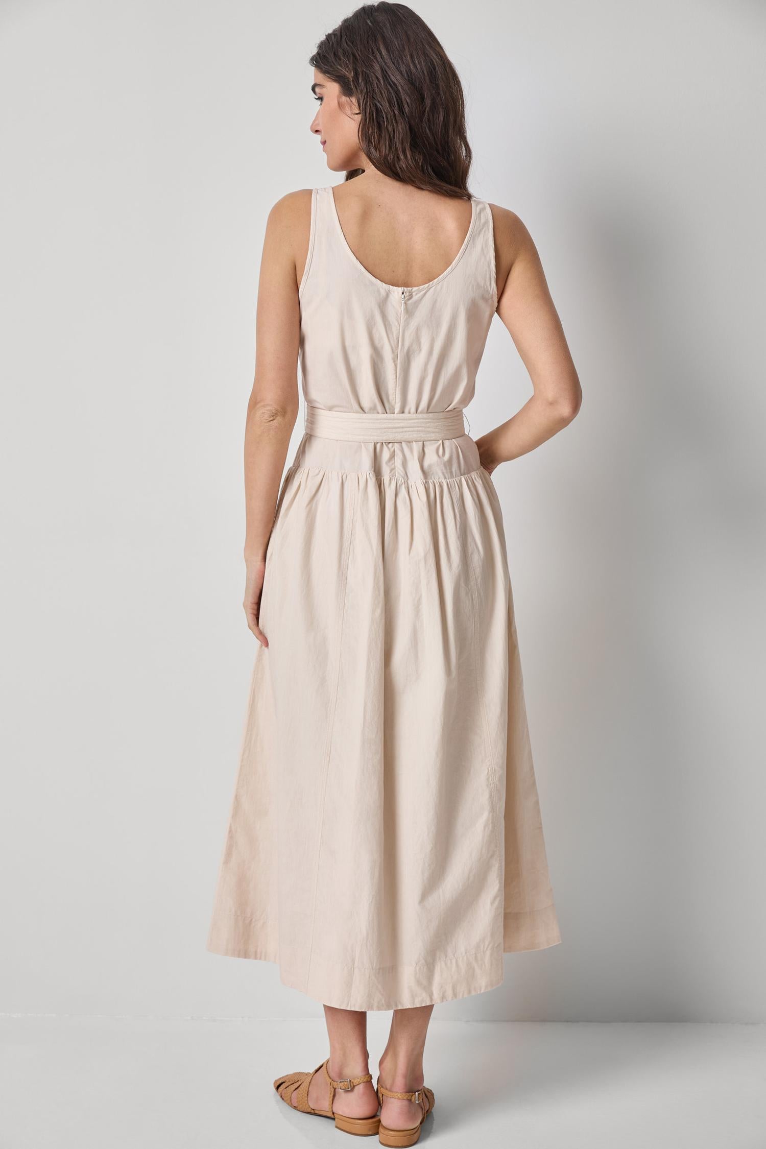 Poplin Maxi Yoke Dress Womens Dress Bamboo A2