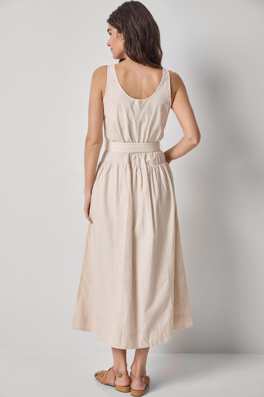 Poplin Maxi Yoke Dress in color Bamboo Image A2