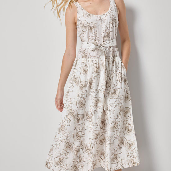 Poplin Maxi Yoke Dress Womens Dress Fern Print A1