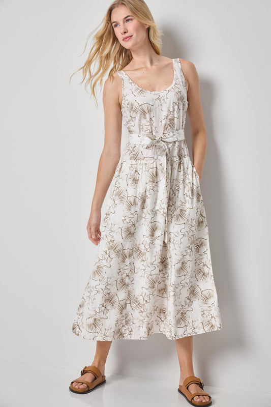 Poplin Maxi Yoke Dress in color Fern Print Image A1