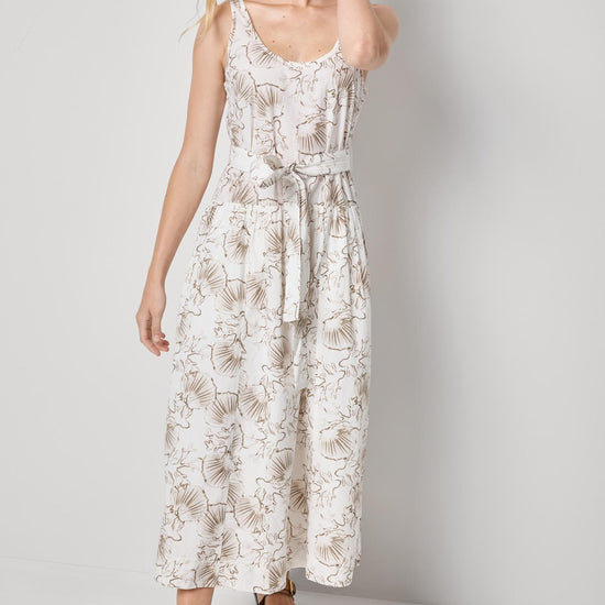 Poplin Maxi Yoke Dress Womens Dress Fern Print A3