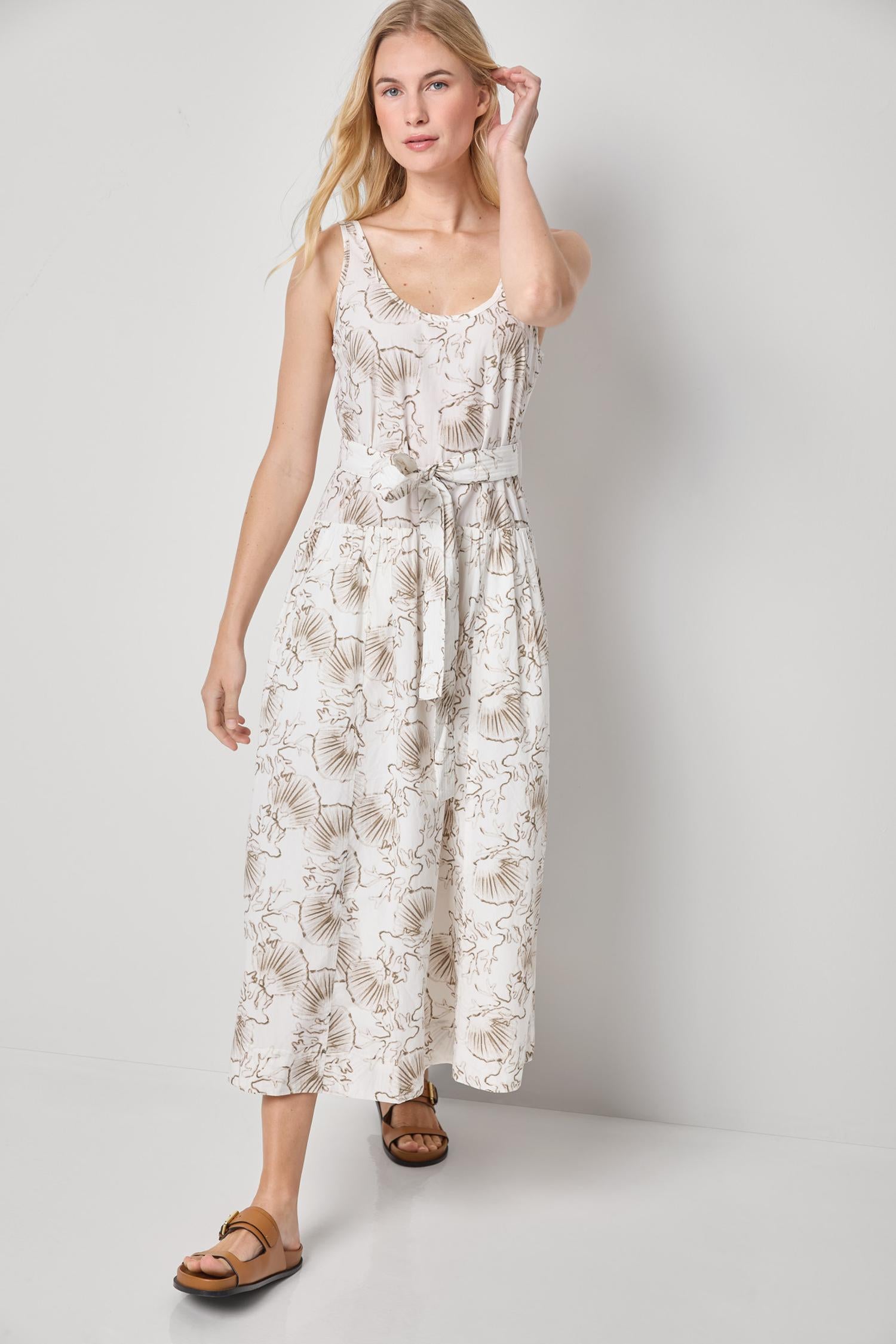 Poplin Maxi Yoke Dress Womens Dress Fern Print A3