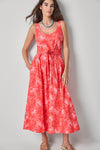 Poplin Maxi Yoke Dress Womens Dress Zinnia Print A1