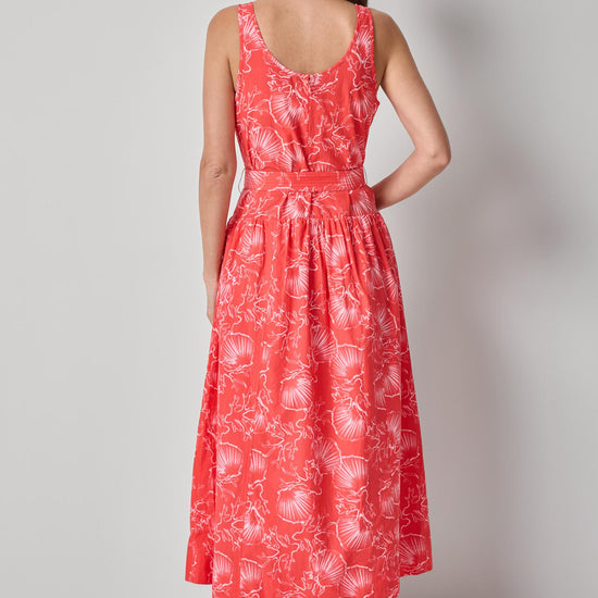 Poplin Maxi Yoke Dress Womens Dress Zinnia Print A2