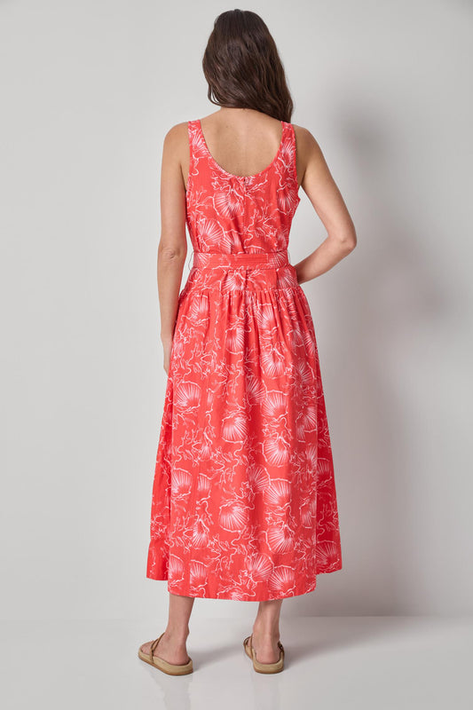 Poplin Maxi Yoke Dress Womens Dress Zinnia Print A2