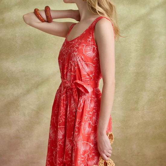 Poplin Maxi Yoke Dress Womens Dress Zinnia Print C2