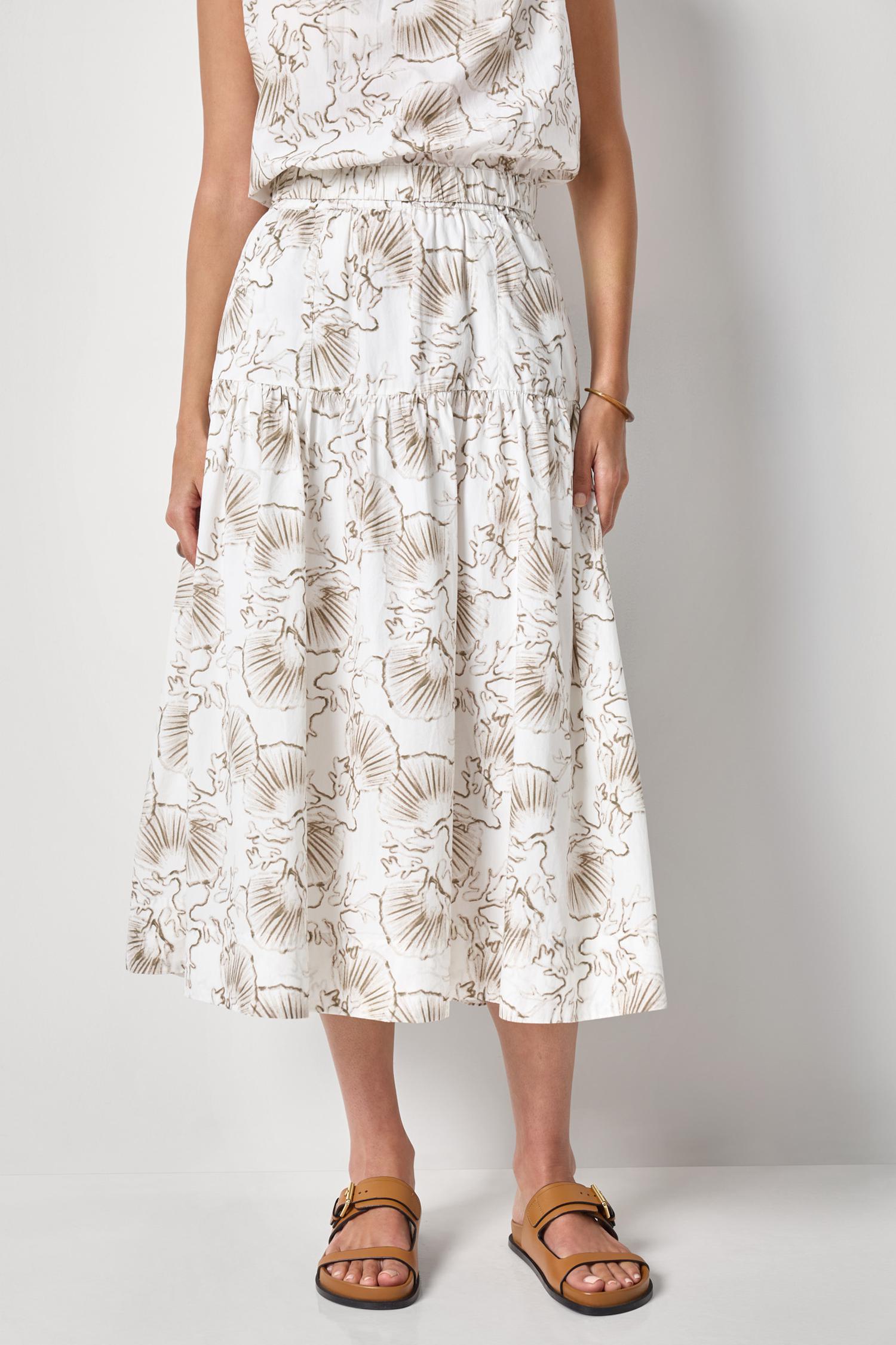 Poplin Yoke Skirt Womens Skirt Fern Print A1