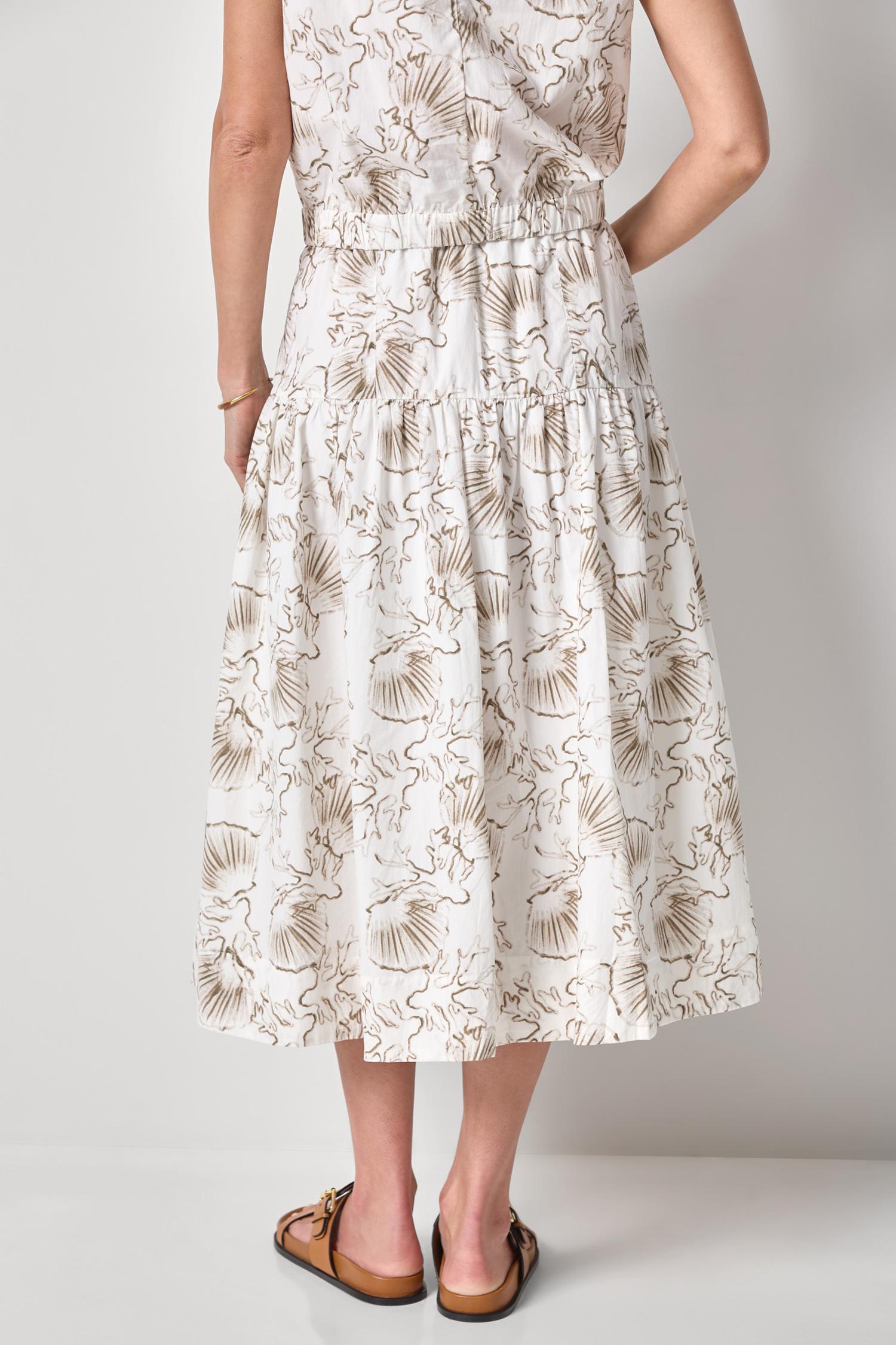 Poplin Yoke Skirt Womens Skirt Fern Print A2