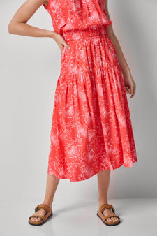 Poplin Yoke Skirt Womens Skirt Zinnia Print A1