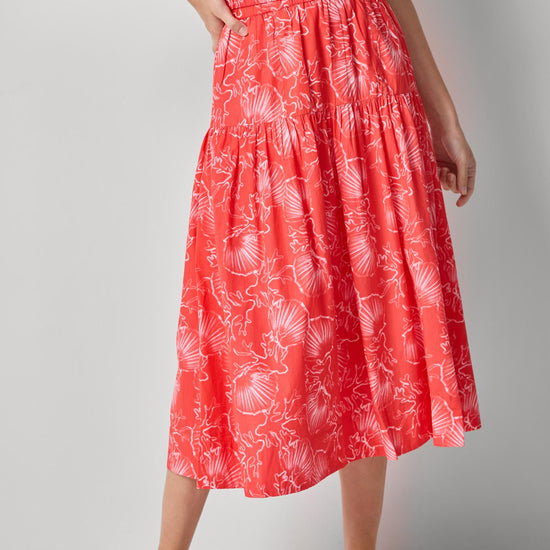 Poplin Yoke Skirt Womens Skirt Zinnia Print A1