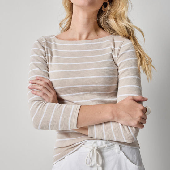 Striped Boatneck Womens Top Bamboo Stripe A3