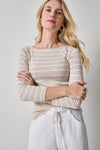 Striped Boatneck Womens Top Bamboo Stripe A3