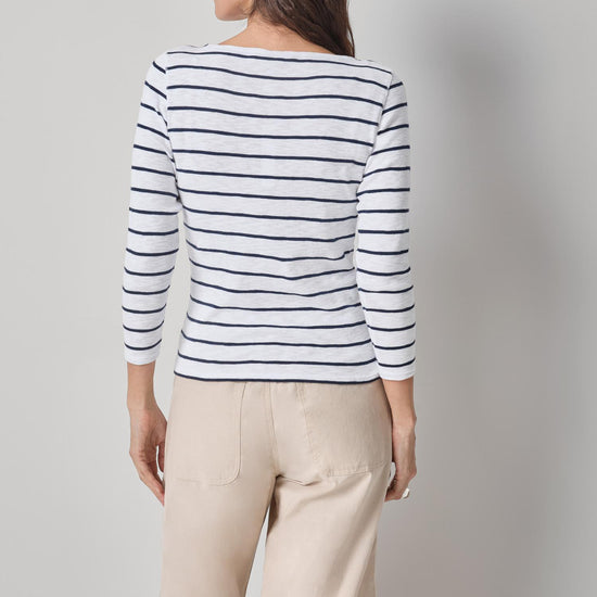 Striped Boatneck Womens Top Navy Stripe A2
