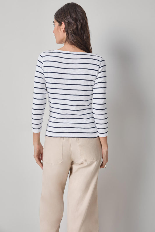 Striped Boatneck Womens Top Navy Stripe A2