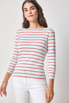 Striped Boatneck Womens Top Seabreeze Stripe A1