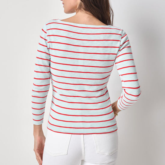 Striped Boatneck Womens Top Seabreeze Stripe A2