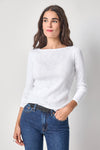 Striped Boatneck Womens Top White A1