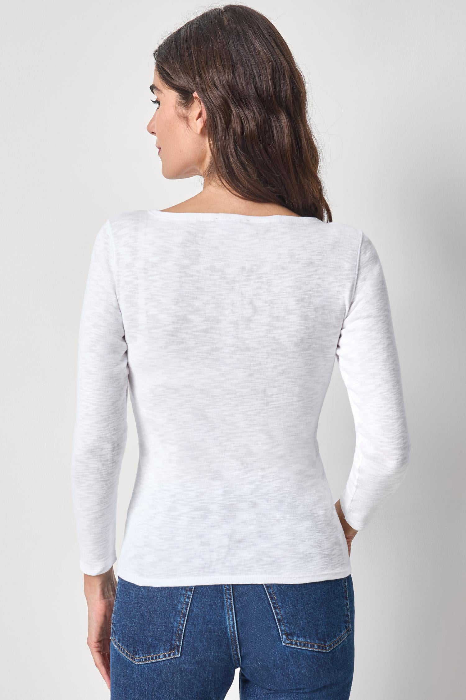 Striped Boatneck Womens Top White A2