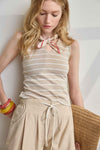 Striped Sleeveless Collared Top Womens Top Bamboo Stripe C1