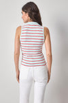 Striped Sleeveless Collared Top Womens Top Seabreeze Stripe A2
