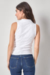 Striped Sleeveless Collared Top Womens Top White A2