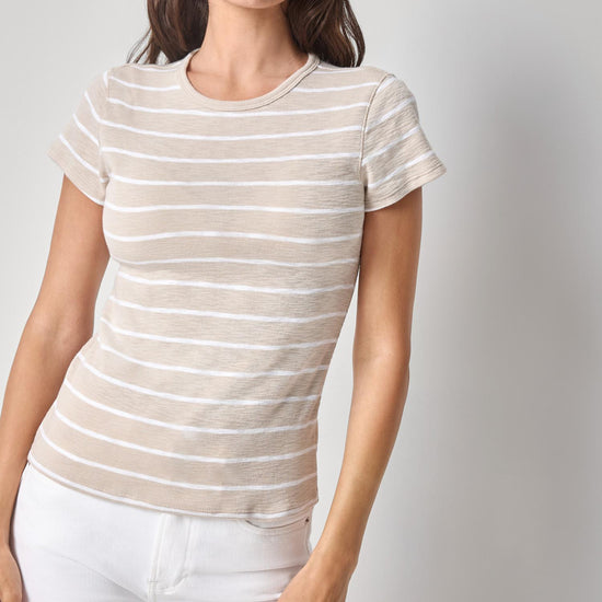 Striped Short Sleeve Womens Top Bamboo Stripe A1