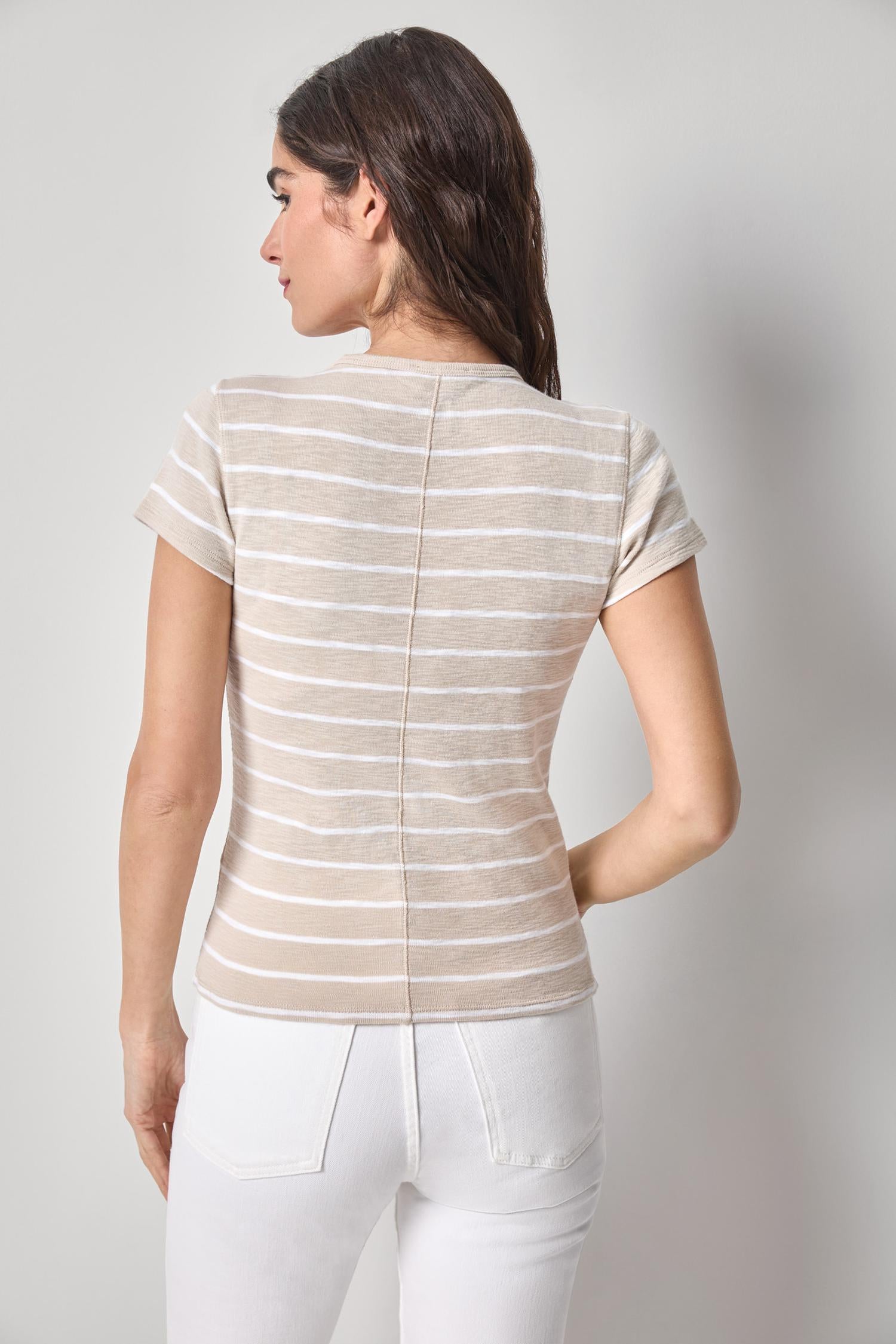Striped Short Sleeve Womens Top Bamboo Stripe A2