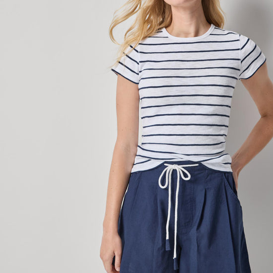 Striped Short Sleeve Womens Top Navy Stripe A1