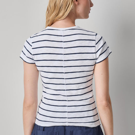 Striped Short Sleeve Womens Top Navy Stripe A2