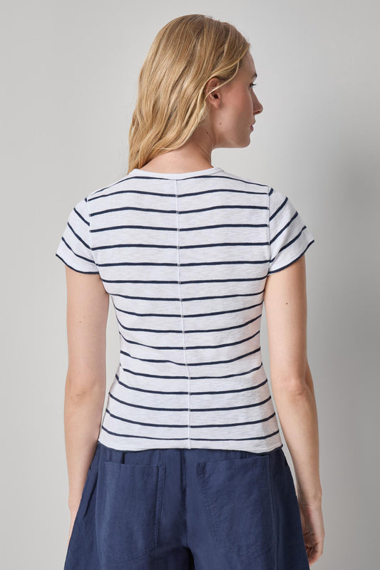 Striped Short Sleeve Womens Top Navy Stripe A2
