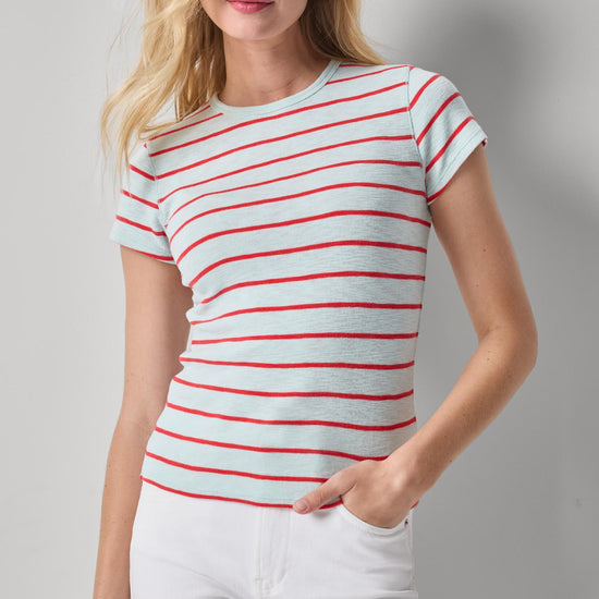 Striped Short Sleeve Womens Top Seabreeze Stripe A1