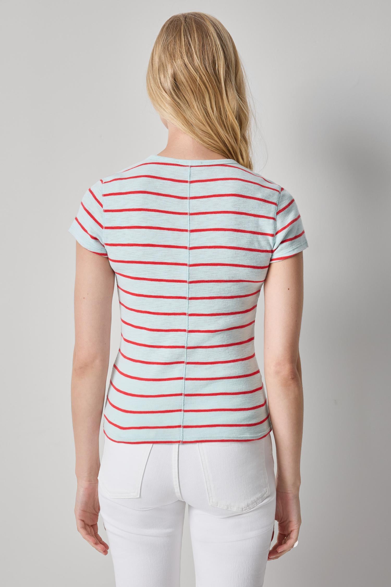 Striped Short Sleeve Womens Top Seabreeze Stripe A2