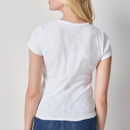 Striped Short Sleeve Womens Top White A2