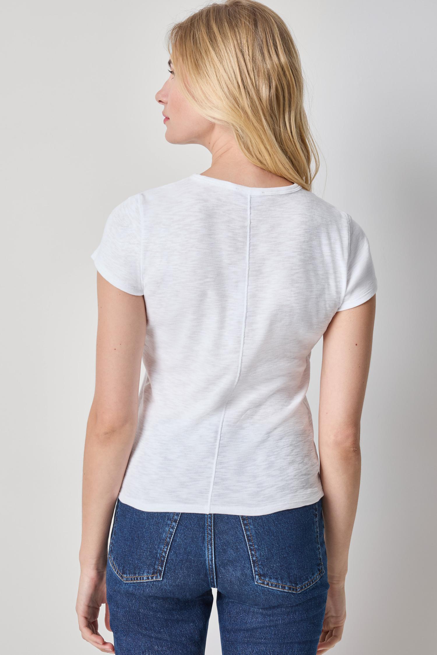 Striped Short Sleeve Womens Top White A2