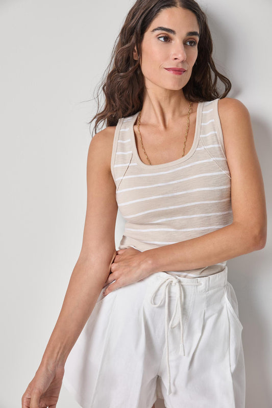 Striped Wide Strap Tank Womens Top Bamboo Stripe A1