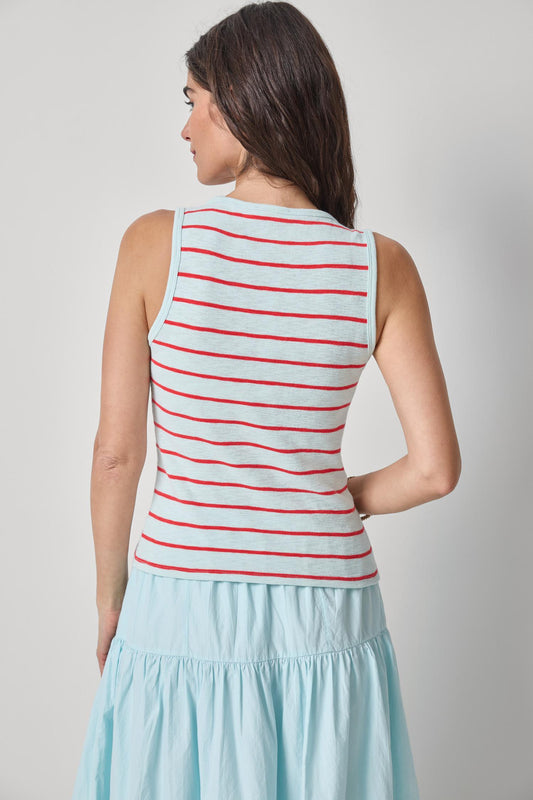 Striped Wide Strap Tank Womens Top Seabreeze Stripe A2