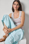Striped Wide Strap Tank Womens Top Seabreeze Stripe A3