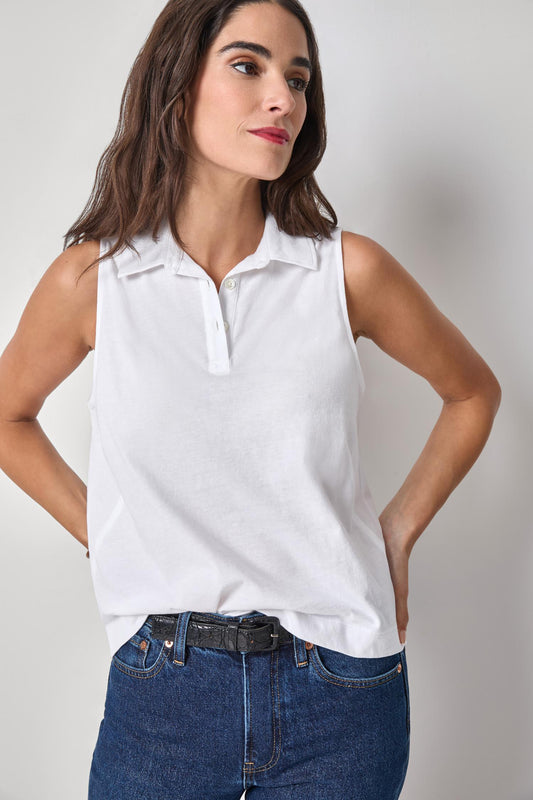 Organic Sleeveless Top Womens Top White A1