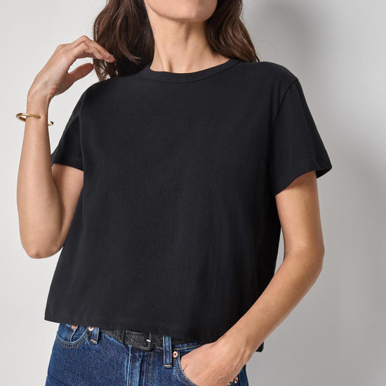 Organic Boxy Tee Womens Top Black A1