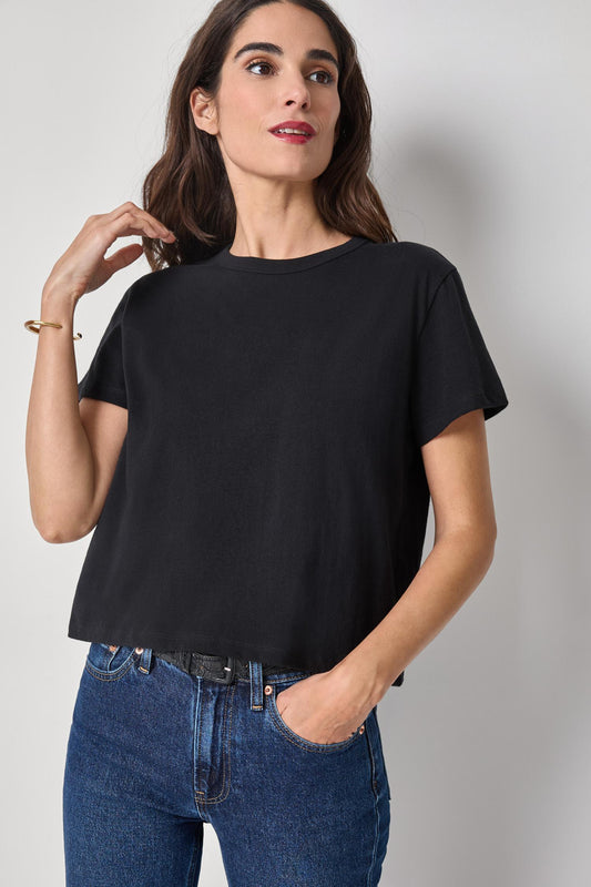 Organic Boxy Tee Womens Top Black A1