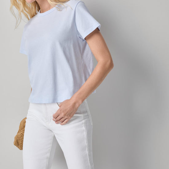 Organic Boxy Tee Womens Top Hydrangea A1