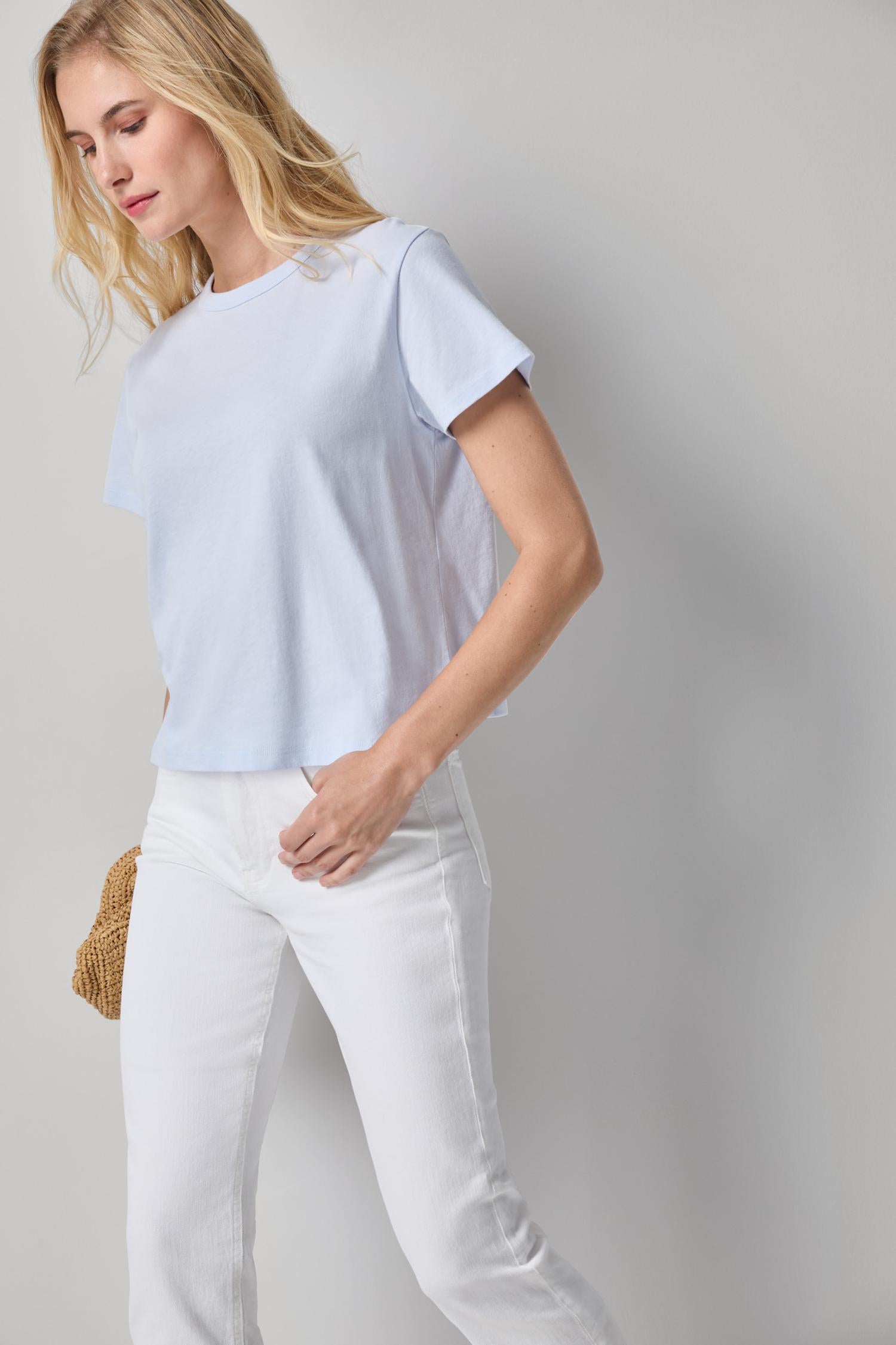 Organic Boxy Tee Womens Top Hydrangea A1