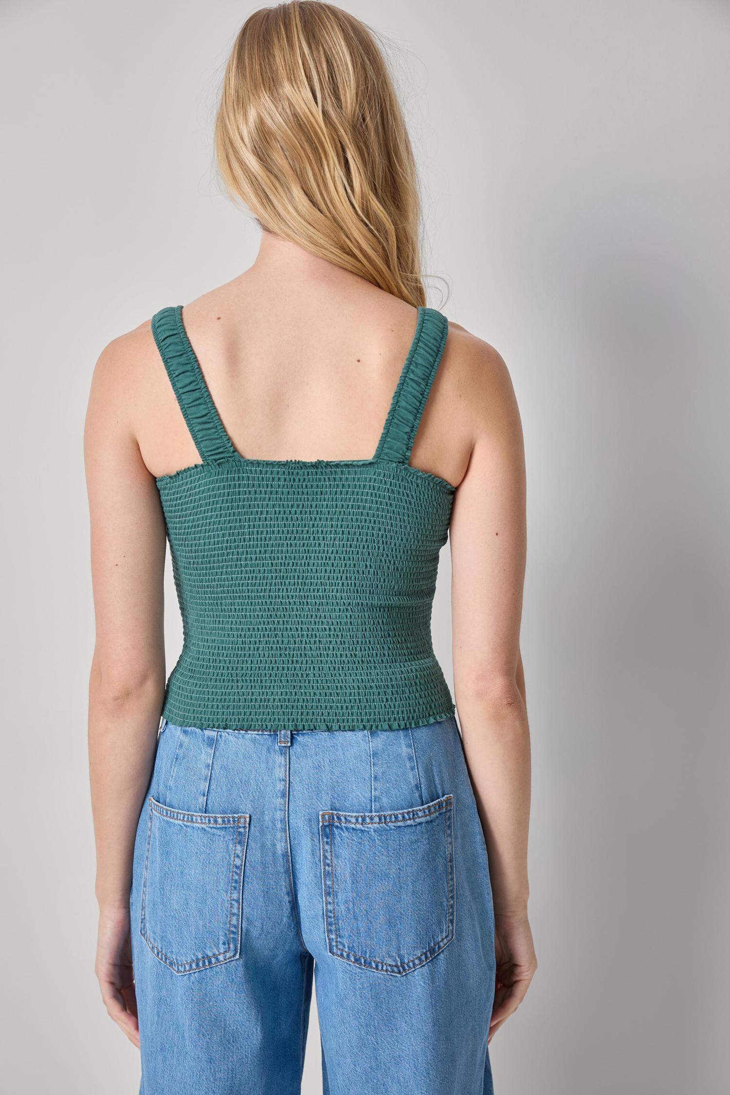 Organic Smocked Tank Womens Top Everglade A2